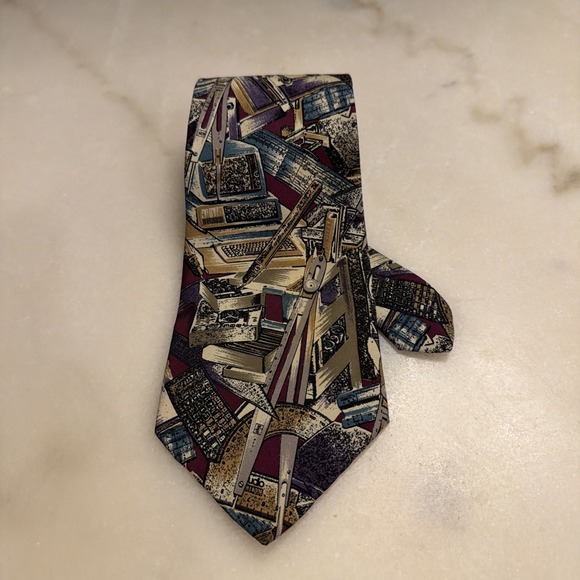Rohde Royce Other - Vintage Rohde Royce Men's Novelty Necktie Computer Science Engineer Architect